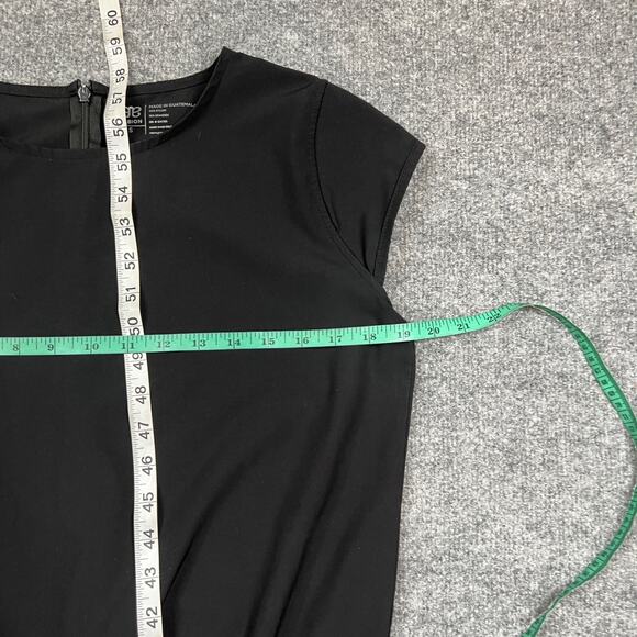 Albion Jumpsuit Women Small Black Ankle Zip Cap Sleeve Smocked Tie Waist BackZip - Picture 7 of 13